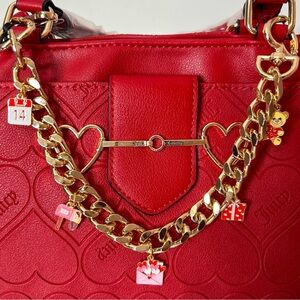 Handmade Charming Gold Bag Charm With Valentine’s Day Charms.